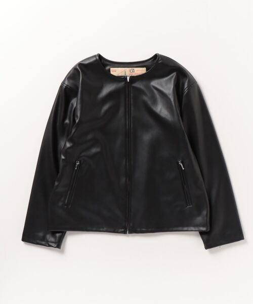 nano&co ナノユニバース ブラックレザージャケット NANO universe（ナノ・ユニバース） レザーブルゾン L ブラック メンズ