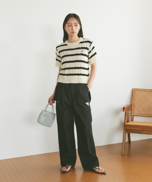 「VANNIE U」 半袖ニット FREE ピンク レディース_画像2