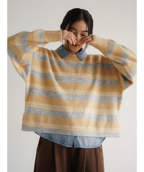 FIKA.（フィーカ） ニット セーター Mixed border knit pullover