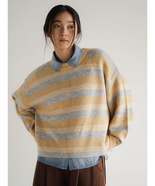 FIKA.（フィーカ） ニット セーター Mixed border knit pullover