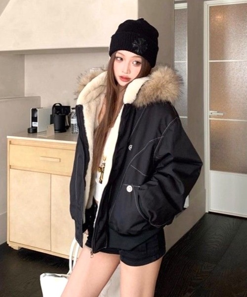 極美品 マディソンブルー フライトジャケット 中綿ブルゾン ファー アルパカボア 極美品 マディソンブルー フライトジャケット 中綿ブルゾン ファー