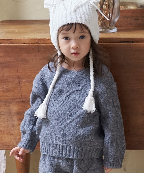 petit main LIEN ニット セーター 「リンク」ハートケーブルニット