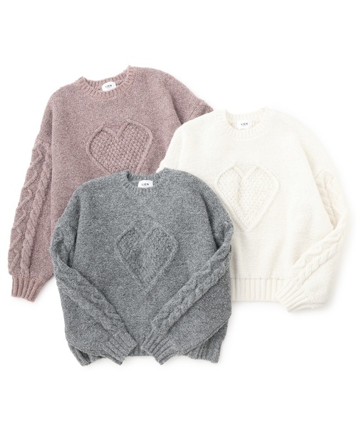 petit main LIEN ニット セーター 「リンク」ハートケーブルニット