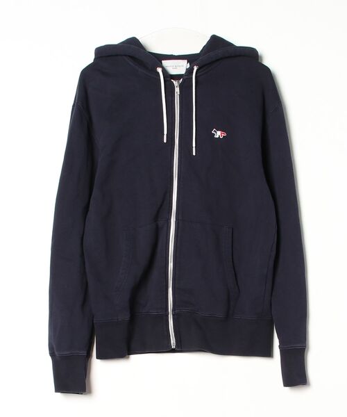 MAISON KITSUNÉ ネイビー フルジップパーカー S 裏起毛 MAISON KITSUNE（メゾン キツネ） ジップアップパーカー M ネイビー