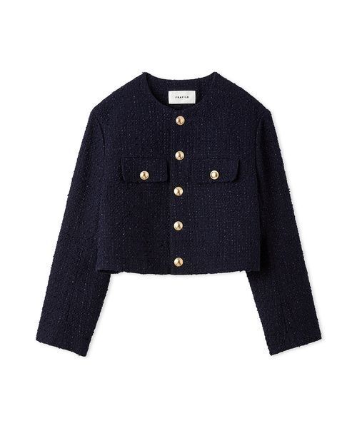 FRAY I.D ツイード　ノーカラージャケット　ニットカーディガン　春物 FRAY I.D（フレイ・アイディー） ジャケット ノーカラージャケット