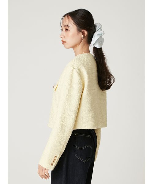 FRAY I.D ツイード　ノーカラージャケット　ニットカーディガン　春物 FRAY I.D（フレイ・アイディー） ジャケット ノーカラージャケット