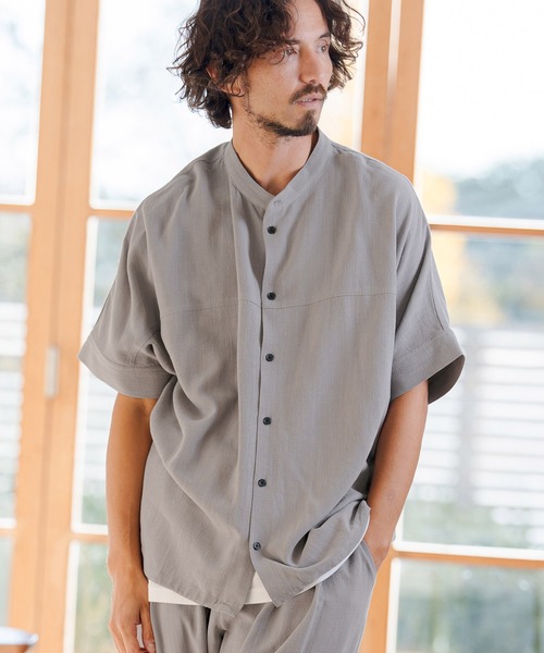 CAMBIO（カンビオ） シャツ 半袖 mhs2479- Linen Rayon Dolman Sleeve