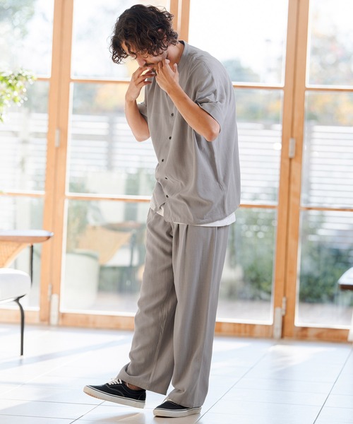 CAMBIO（カンビオ） シャツ 半袖 mhs2479- Linen Rayon Dolman Sleeve
