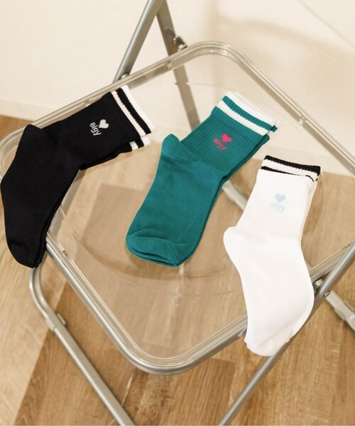 algy（アルジー） 靴下 「抗菌防臭」レイヤード風クルーソックス2