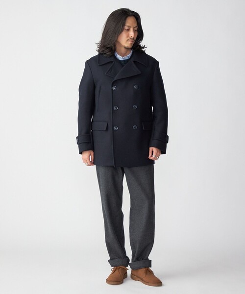 「SHIPS」 ピーコート LARGE ライトグレー メンズ_画像4