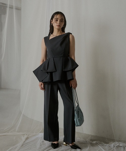 LE'RURE パンツドレス Twist neck peplum set up pants : ZOZOTOWN