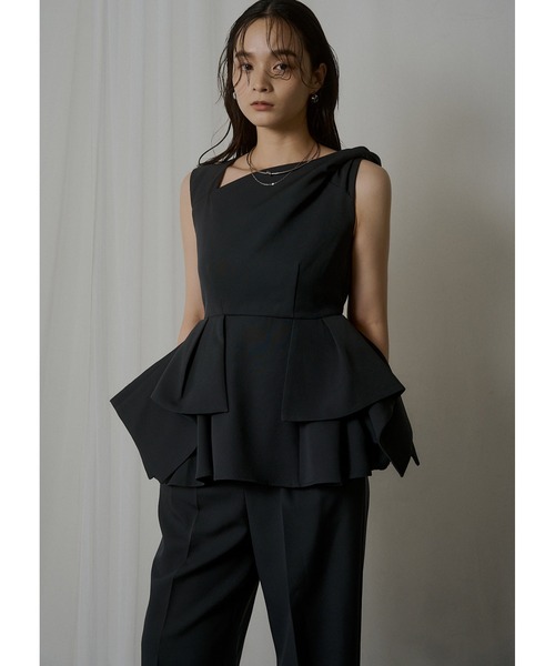 LE'RURE セットアップパンツドレス ＊新品＊ LE'RURE パンツドレス Twist neck peplum set up pants : ZOZOTOWN