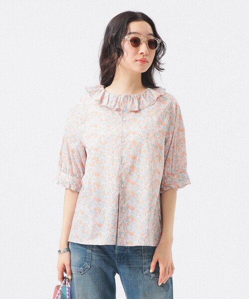 BEAMS BOY（ビームス ボーイ） ブラウス シャツ リバティ フリル 5分袖