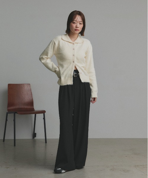 「ad thie」 ニットカーディガン FREE ブラック レディース_画像2