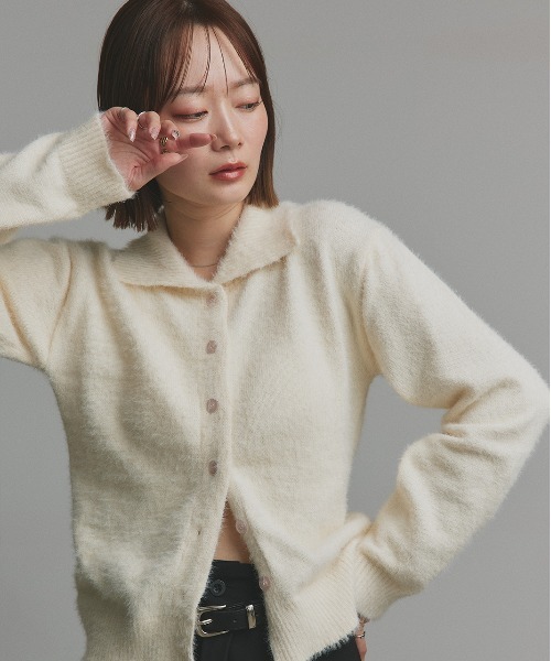 「ad thie」 ニットカーディガン FREE ブラック レディース_画像7