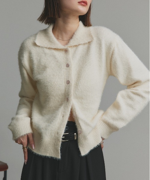 「ad thie」 ニットカーディガン FREE ブラック レディース_画像9