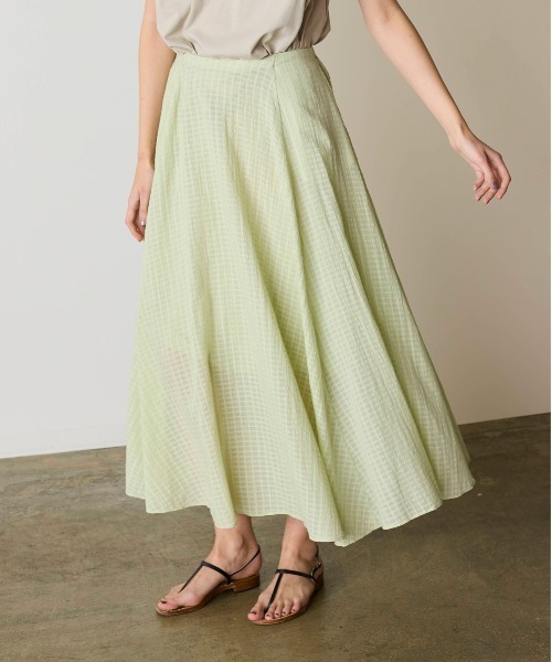スカート natural dye Sheer Cotton Check flare skirtの画像