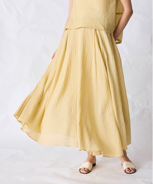 スカート natural dye Sheer Cotton Check flare skirtの画像