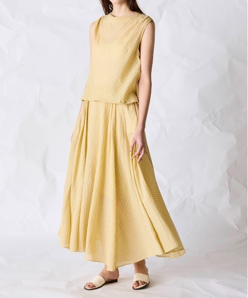 スカート natural dye Sheer Cotton Check flare skirtの画像