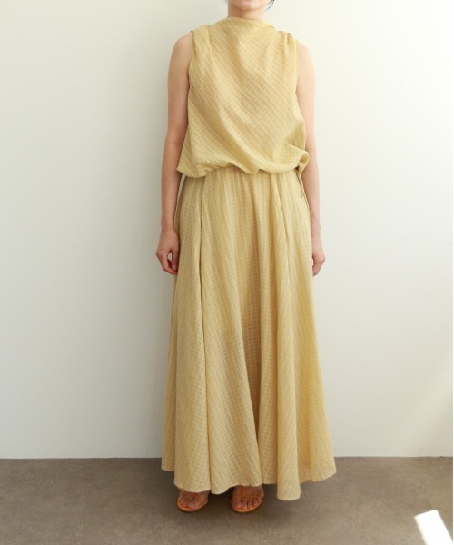 スカート natural dye Sheer Cotton Check flare skirtの画像