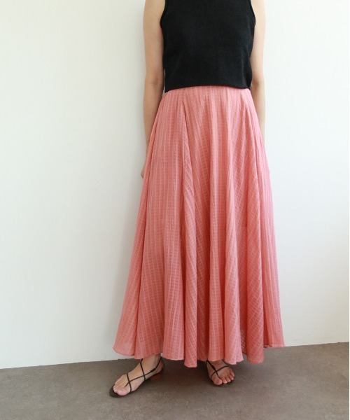 スカート natural dye Sheer Cotton Check flare skirtの画像