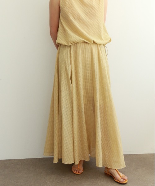 スカート natural dye Sheer Cotton Check flare skirtの画像