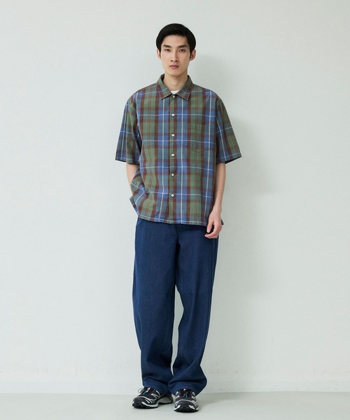 Johnbull（ジョンブル） シャツ 半袖 チェックオープンカラーショート