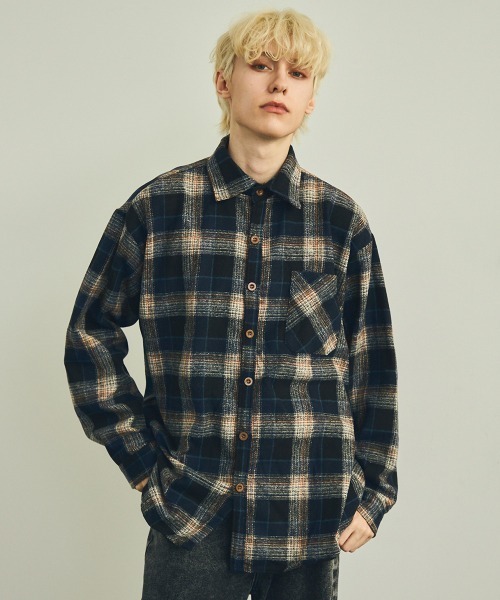 「Shoowtime」 長袖シャツ LARGE ネイビー メンズ_画像2