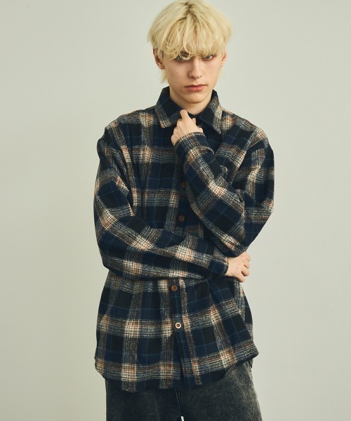 「Shoowtime」 長袖シャツ LARGE ネイビー メンズ_画像5