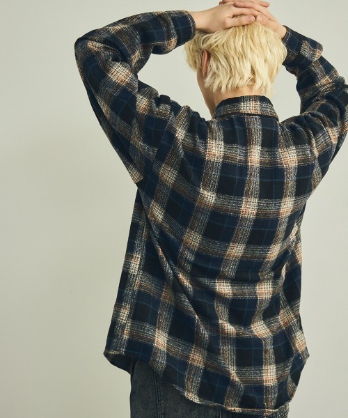 「Shoowtime」 長袖シャツ LARGE ネイビー メンズ_画像7