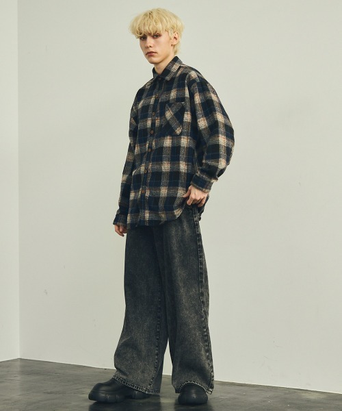 「Shoowtime」 長袖シャツ LARGE ネイビー メンズ_画像9