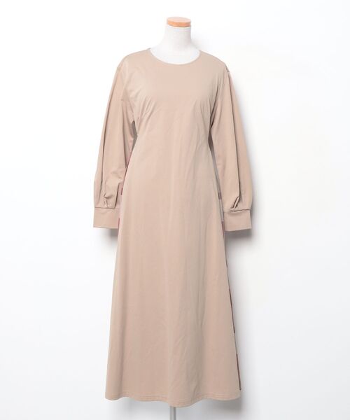 BLUE LABEL CRESTBRIDGE」 長袖ワンピース 38 ベージュ レディース