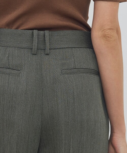 スラックス パンツ ハイツイストカルゼ ワンタックパンツ レディースの画像