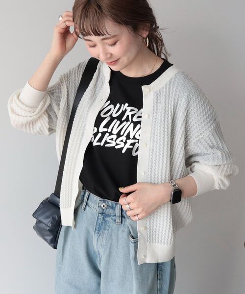 「AMERICAN HOLIC」 ニットカーディガン L オフホワイト レディース_画像2