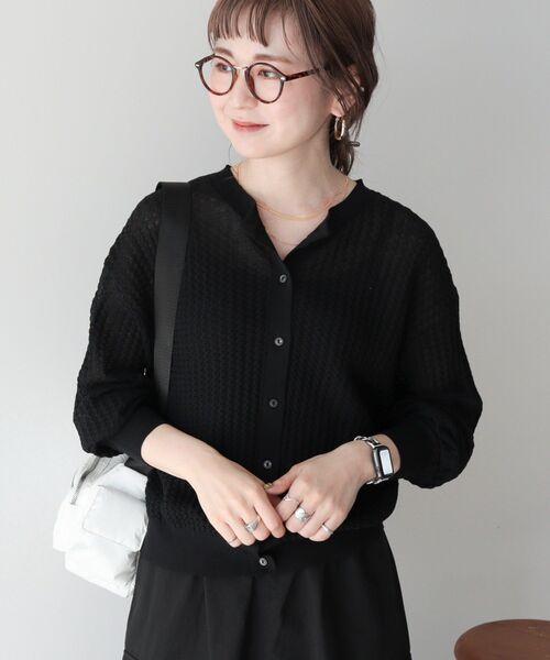 「AMERICAN HOLIC」 ニットカーディガン L オフホワイト レディース_画像3