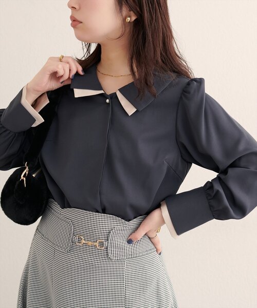 「natural couture」 長袖シャツ FREE チャコールグレー レディース_画像2