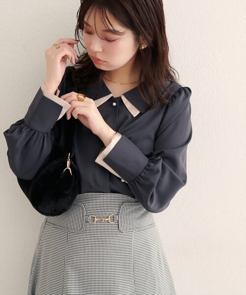 「natural couture」 長袖シャツ FREE チャコールグレー レディース_画像3