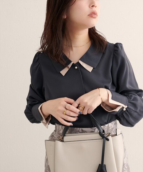 「natural couture」 長袖シャツ FREE チャコールグレー レディース_画像4