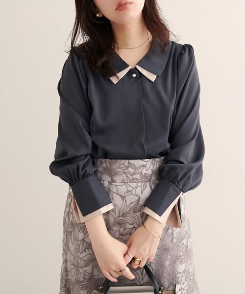 「natural couture」 長袖シャツ FREE チャコールグレー レディース_画像5