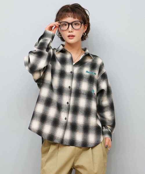 「SANTA CRUZ」 長袖ネルシャツ FREE パープル レディース_画像5