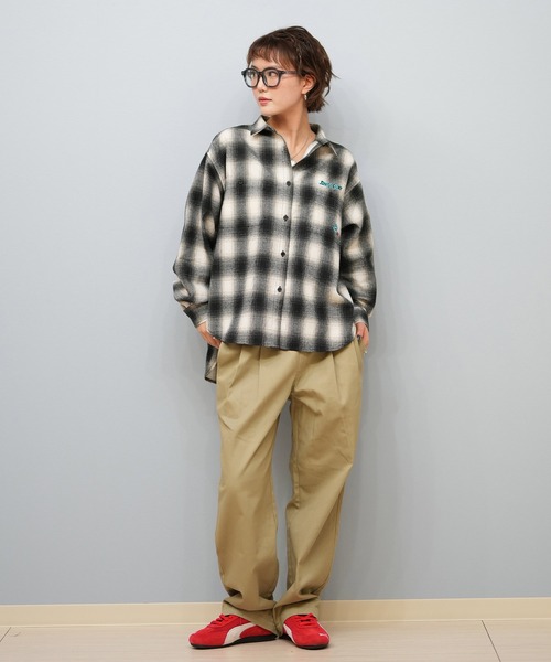 「SANTA CRUZ」 長袖ネルシャツ FREE パープル レディース_画像9
