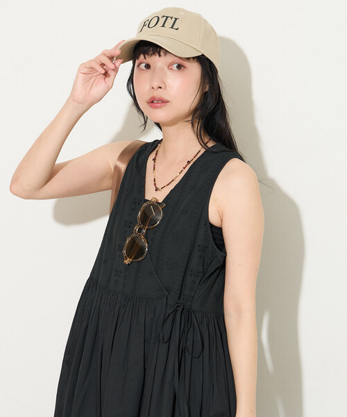 ワンピース インドボイル カシュクール 同色刺繍 ノースリワンピースの画像