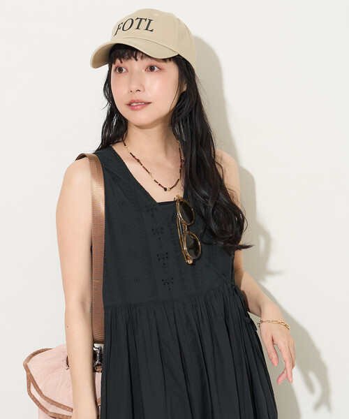 ワンピース インドボイル カシュクール 同色刺繍 ノースリワンピースの画像
