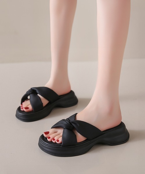 「Miniministore」 「shishangnuxie」フラットサンダル 24.0cm ブラック レディース_画像7