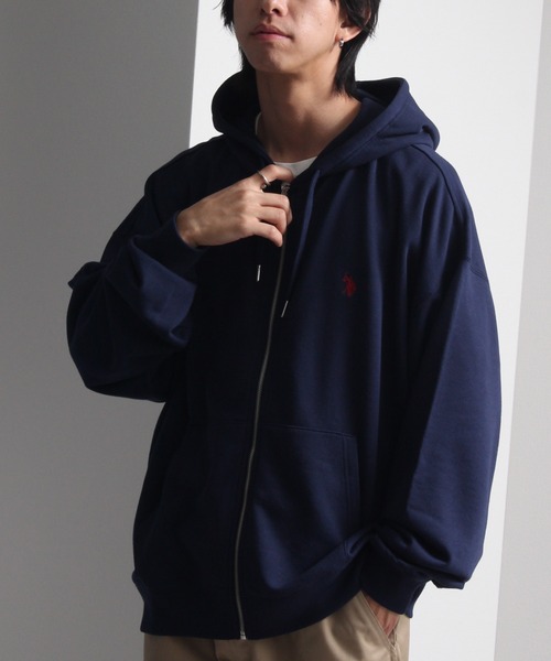 「U.S. POLO ASSN.」 ジップアップパーカー L アッシュグレー メンズ_画像6