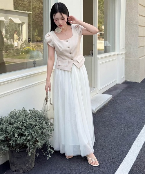 DRESS+（ドレスプラス） セットアップ パフスリーブジャケット