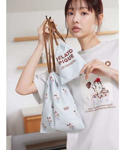gelato pique（ジェラートピケ） ポーチ HIGH CALORIE柄巾着セット