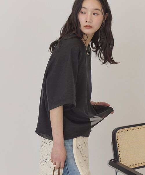 「AMERICAN HOLIC」 半袖カットソー L アイボリー レディース_画像4