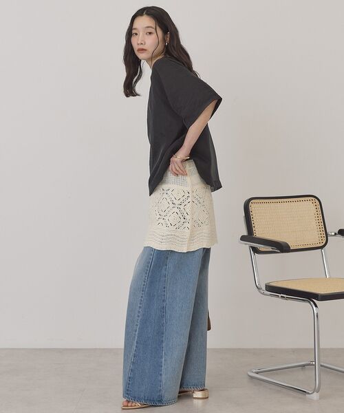 「AMERICAN HOLIC」 半袖カットソー L アイボリー レディース_画像9