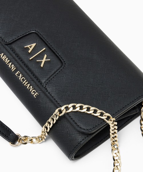 【未使用】 アルマーニ ロングウォレット レザーブラック ゴールドロゴ ARMANI EXCHANGE 長財布 財布 「A|X アルマーニ エクスチェンジ